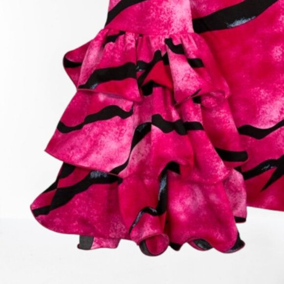 NWT Kate Hewko Runway to Reality Pink/Black Ruffled Sleeve Blouse Top SZ OS - Picture 3 of 11